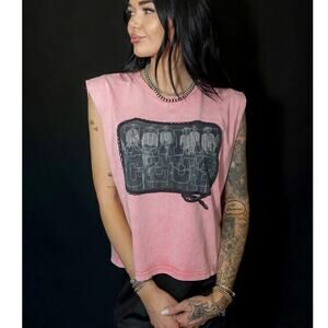 NEW 2FLYCO Pink Rodeo Club Roping Club Western Graphic Muscle Tee Tank Top S/M